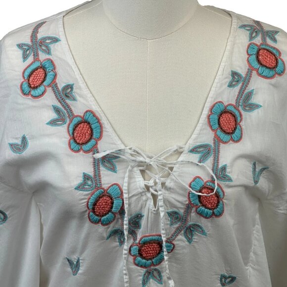 Letarte -Tunic Kaftan White Embroidered Cover-up/Dress Size XS - Worn 1 X - $258 - Picture 2 of 10